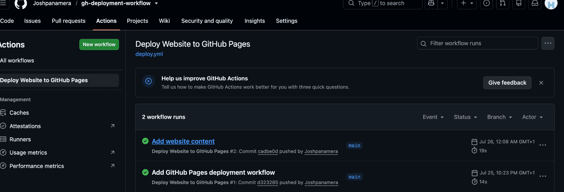 GitHub Pages Deployment Workflow